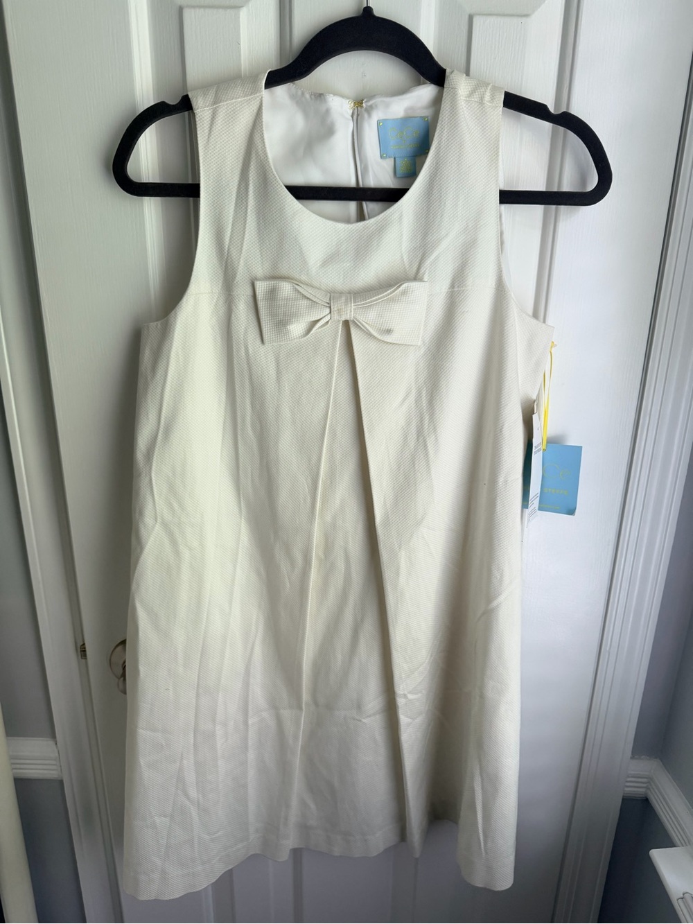 Womens Cream/ivory Bow-Front A-Line Dress